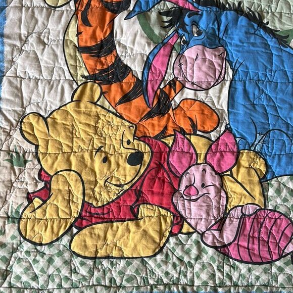 Disney Winnie The Pooh Vintage Baby Quilt Nursery Bedding Piglet Eeyore Handmade - Picture 2 of 11
